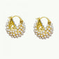 💍 LIMITED-TIME 50% OFF! ✨ Faux Pearl Basket Hoop Earrings – Gold Tone, Unique Weave, Classic Elegance 🪀
