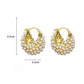 💍 LIMITED-TIME 50% OFF! ✨ Faux Pearl Basket Hoop Earrings – Gold Tone, Unique Weave, Classic Elegance 🪀