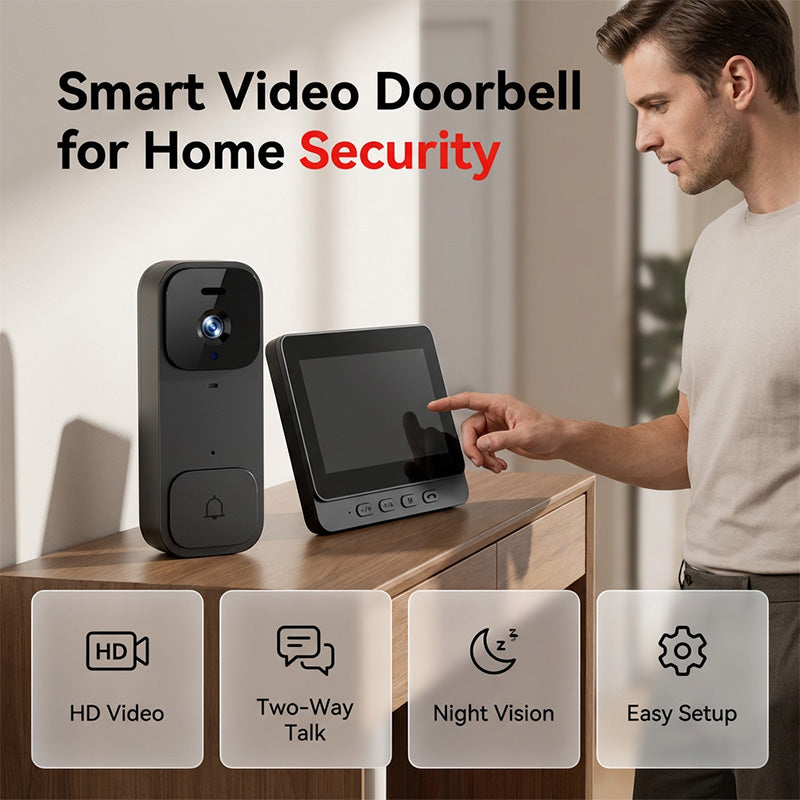 🏠⚡ LIMITED TIME 50% OFF! Smart Video Doorbell with 4.3" Display – Real-Time Monitoring & Two-Way Talk 🏡💖