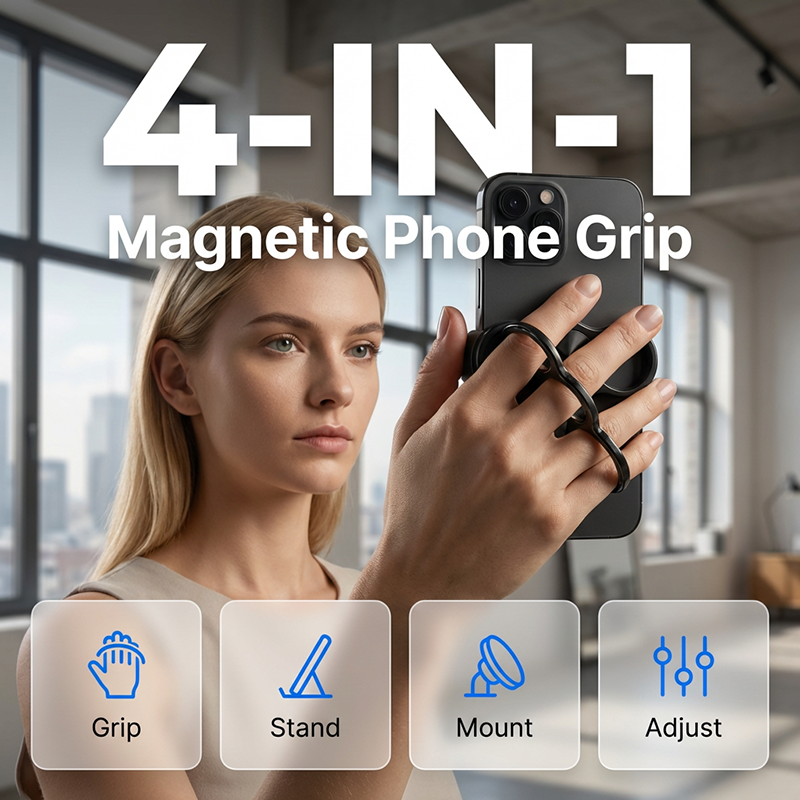 📢📢50% OFF !! ⏰Multi-functional 4-Ring Magnetic Phone Grip & Stand