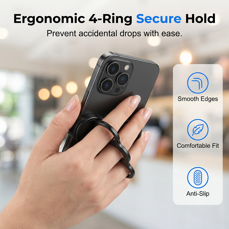 📢📢50% OFF !! ⏰Multi-functional 4-Ring Magnetic Phone Grip & Stand