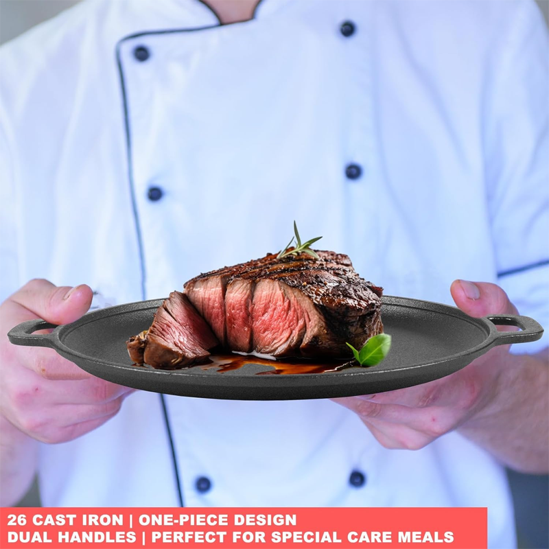 Non-Stick Cast Iron Griddle Pan with Handles