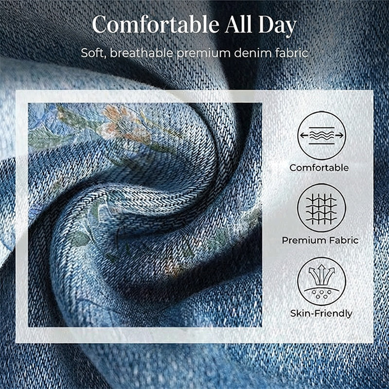 📢📢40% OFF !! ⏰Women's Floral Print Straight-Leg Jeans