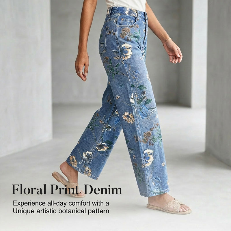 📢📢40% OFF !! ⏰Women's Floral Print Straight-Leg Jeans
