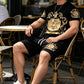 Men's Gold Crest Print T-Shirt & Shorts Set