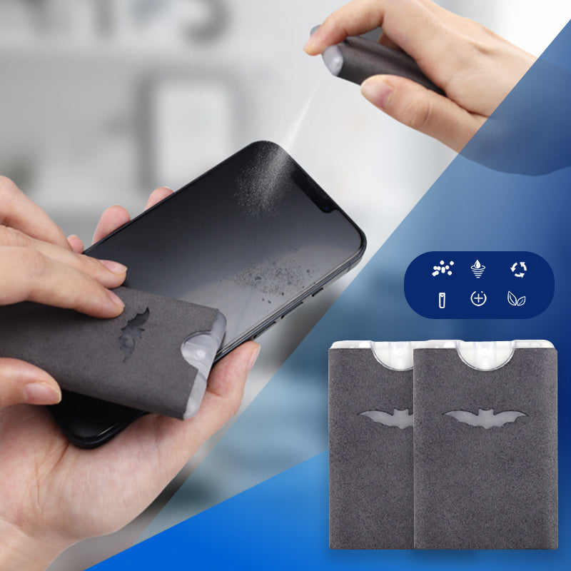 📱 2-in-1 Screen Cleaner & Microfiber Cloth: Spray & Wipe, No Residue, Portable