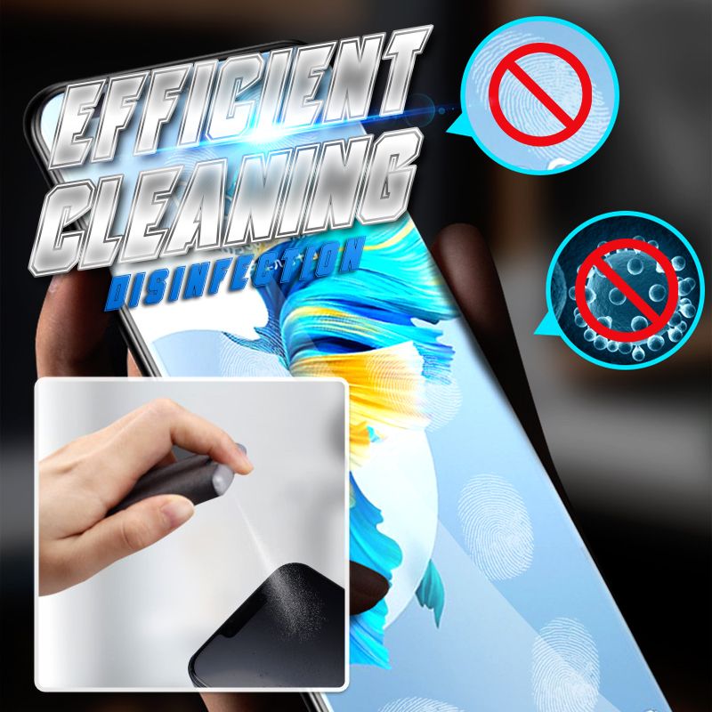 📱 2-in-1 Screen Cleaner & Microfiber Cloth: Spray & Wipe, No Residue, Portable