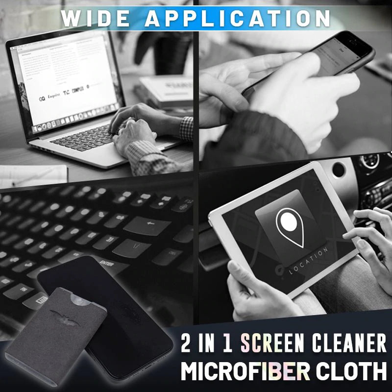 📱 2-in-1 Screen Cleaner & Microfiber Cloth: Spray & Wipe, No Residue, Portable