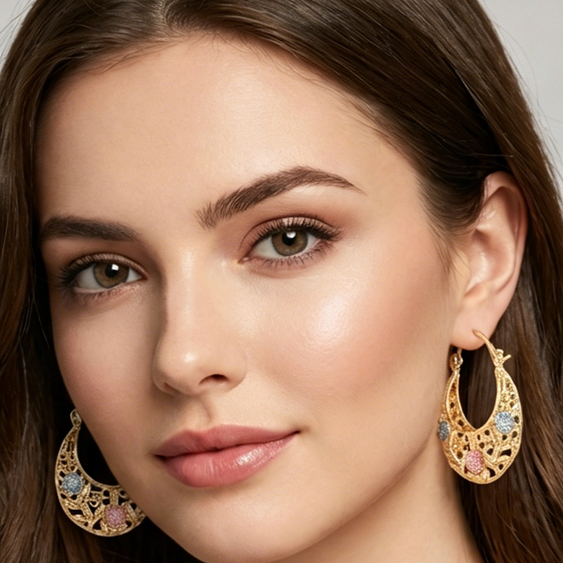 💐 Gold-Plated Crescent Moon Enamel Flower Earrings – Affordable Luxury, Versatile  ✨✅