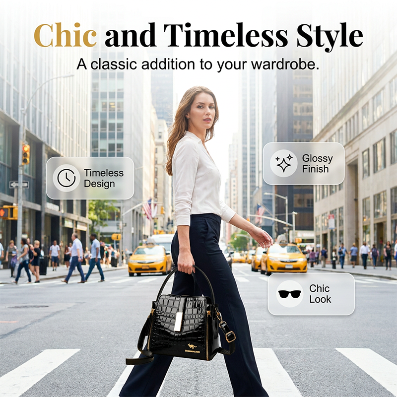 👜 LIMITED-TIME 50% OFF! ✨ Glossy Crocodile Pattern Women's Handbag – Structured, Gold Hardware, Spacious & Chic 💼