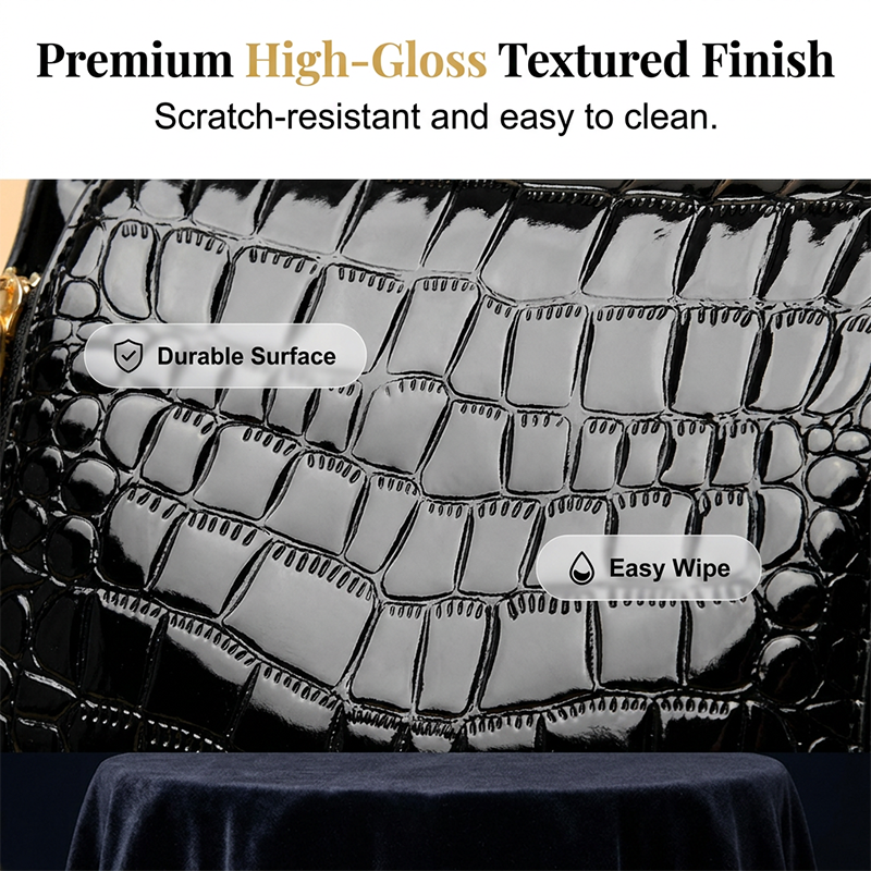 👜 LIMITED-TIME 50% OFF! ✨ Glossy Crocodile Pattern Women's Handbag – Structured, Gold Hardware, Spacious & Chic 💼