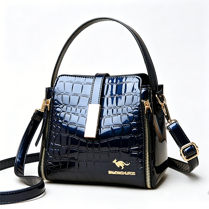 👜 LIMITED-TIME 50% OFF! ✨ Glossy Crocodile Pattern Women's Handbag – Structured, Gold Hardware, Spacious & Chic 💼