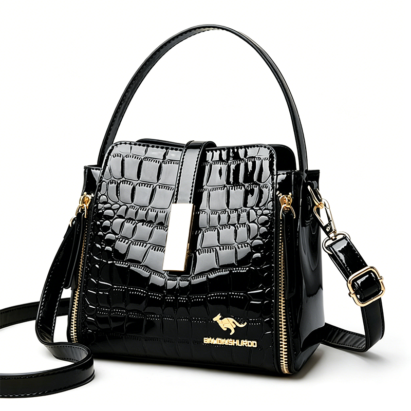👜 LIMITED-TIME 50% OFF! ✨ Glossy Crocodile Pattern Women's Handbag – Structured, Gold Hardware, Spacious & Chic 💼