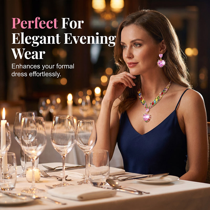 ✨ Sparkling Heart Jewelry Set – Necklace & Earrings, Elegant, Lightweight 💖