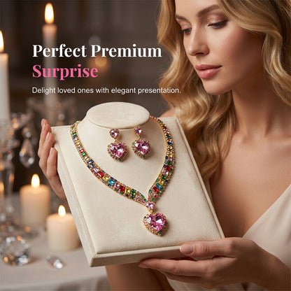 ✨ Sparkling Heart Jewelry Set – Necklace & Earrings, Elegant, Lightweight 💖