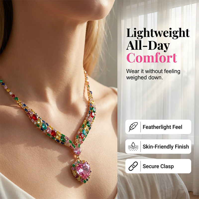 ✨ Sparkling Heart Jewelry Set – Necklace & Earrings, Elegant, Lightweight 💖