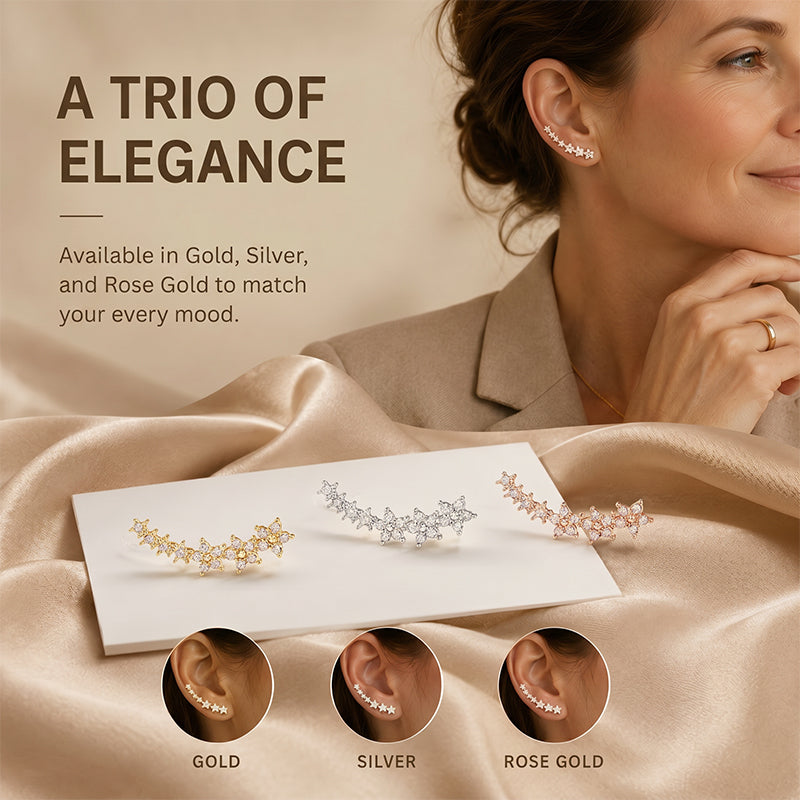 ⚡Starry Flower Rhinestone Ear Climber Earrings