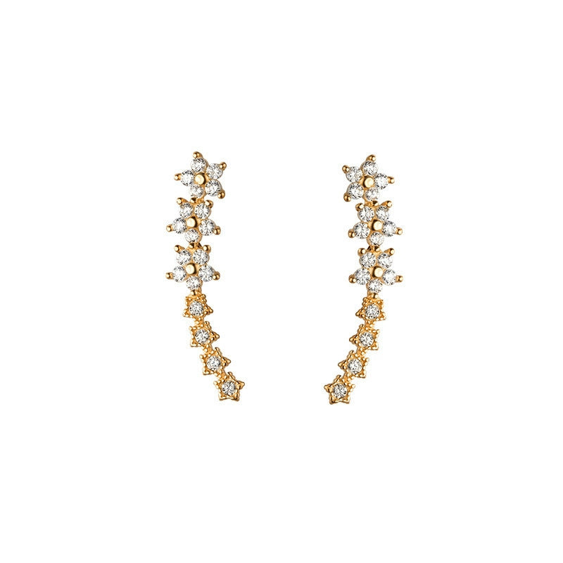 ⚡Starry Flower Rhinestone Ear Climber Earrings
