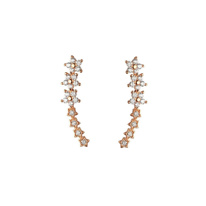 ⚡Starry Flower Rhinestone Ear Climber Earrings