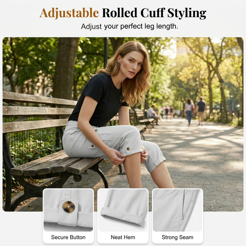⏳Time-Limited Special⏰Women's Casual Cargo Capri Pants – Utility Pockets, Comfort Fit, Versatile Style 🌟