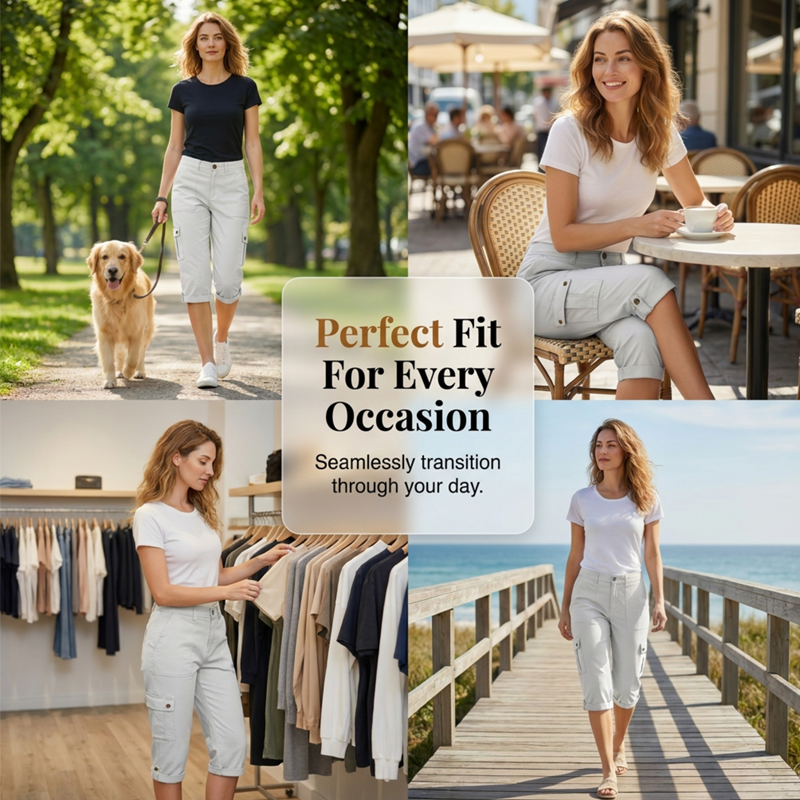 ⏳Time-Limited Special⏰Women's Casual Cargo Capri Pants – Utility Pockets, Comfort Fit, Versatile Style 🌟