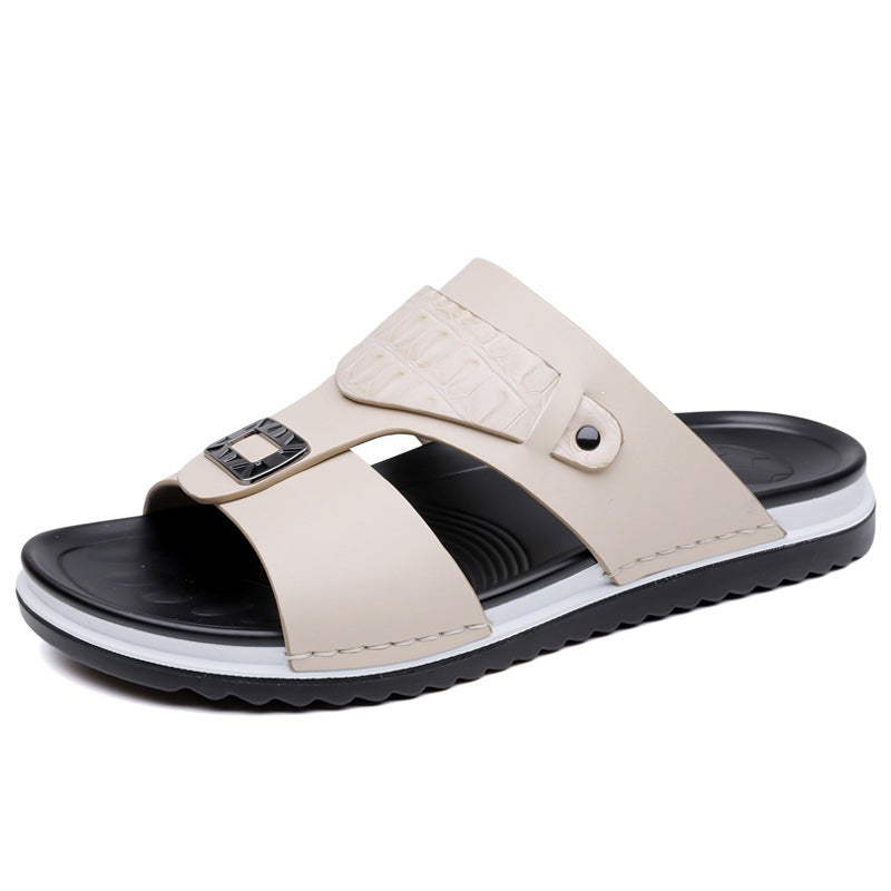 Men's Faux Leather Slip-On Sandals