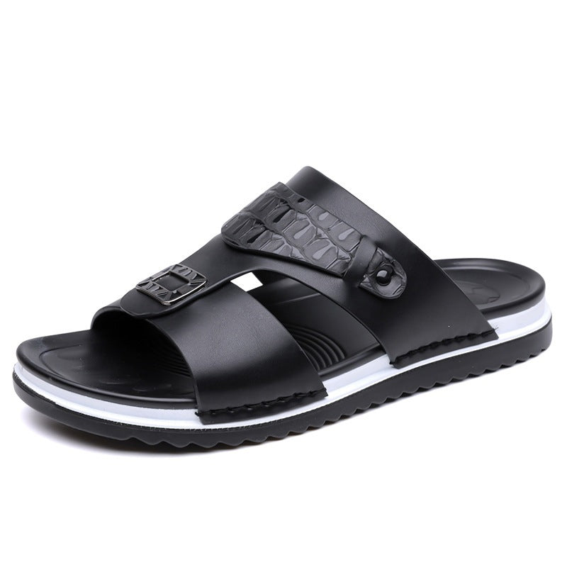 Men's Faux Leather Slip-On Sandals