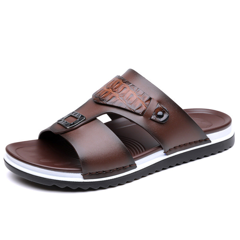 Men's Faux Leather Slip-On Sandals