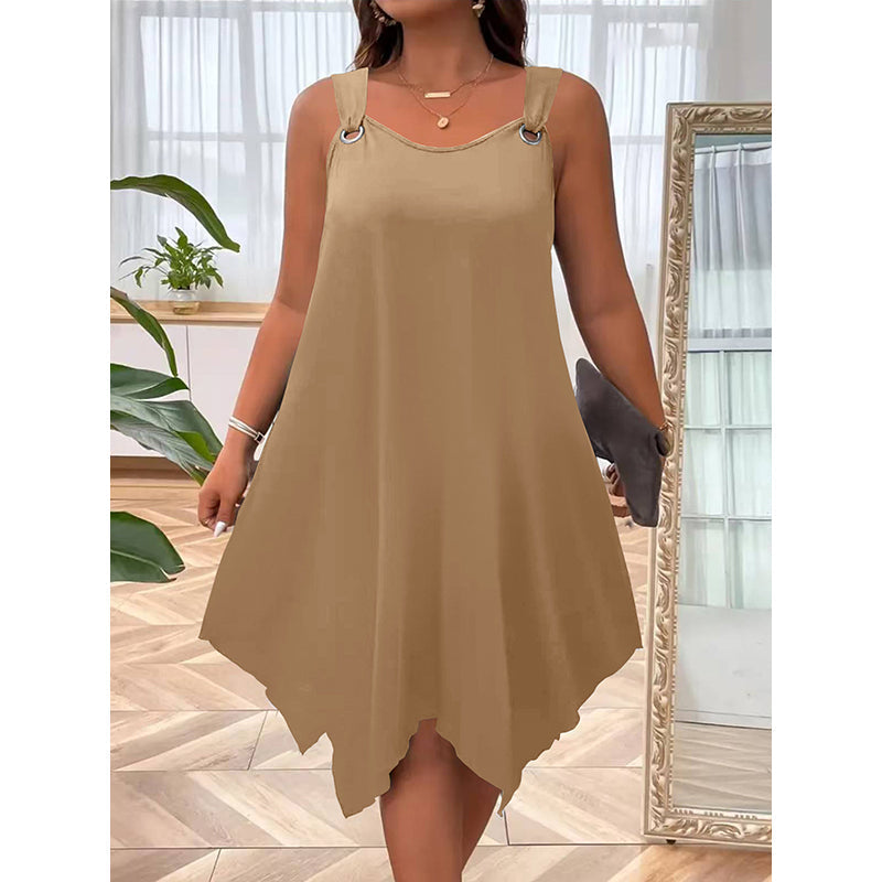 Women's Sleeveless Dress with Asymmetrical Hem