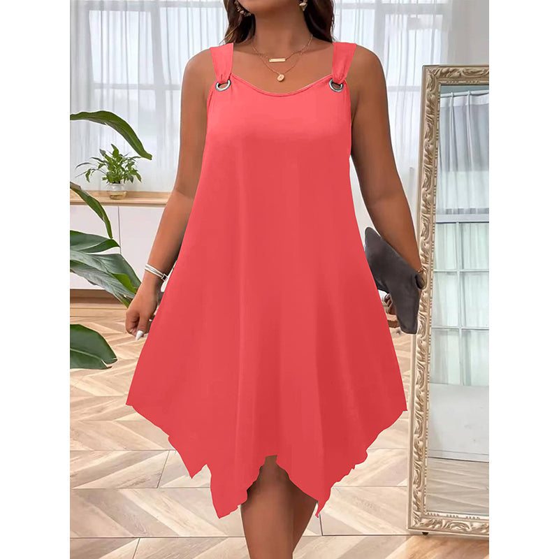 Women's Sleeveless Dress with Asymmetrical Hem