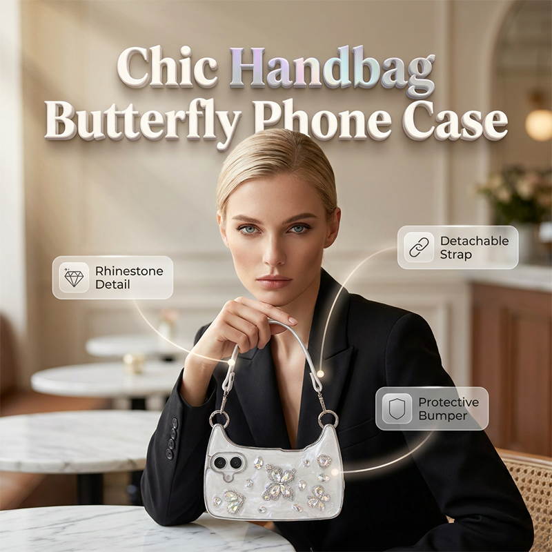 3D Butterfly Handbag Phone Case with Strap