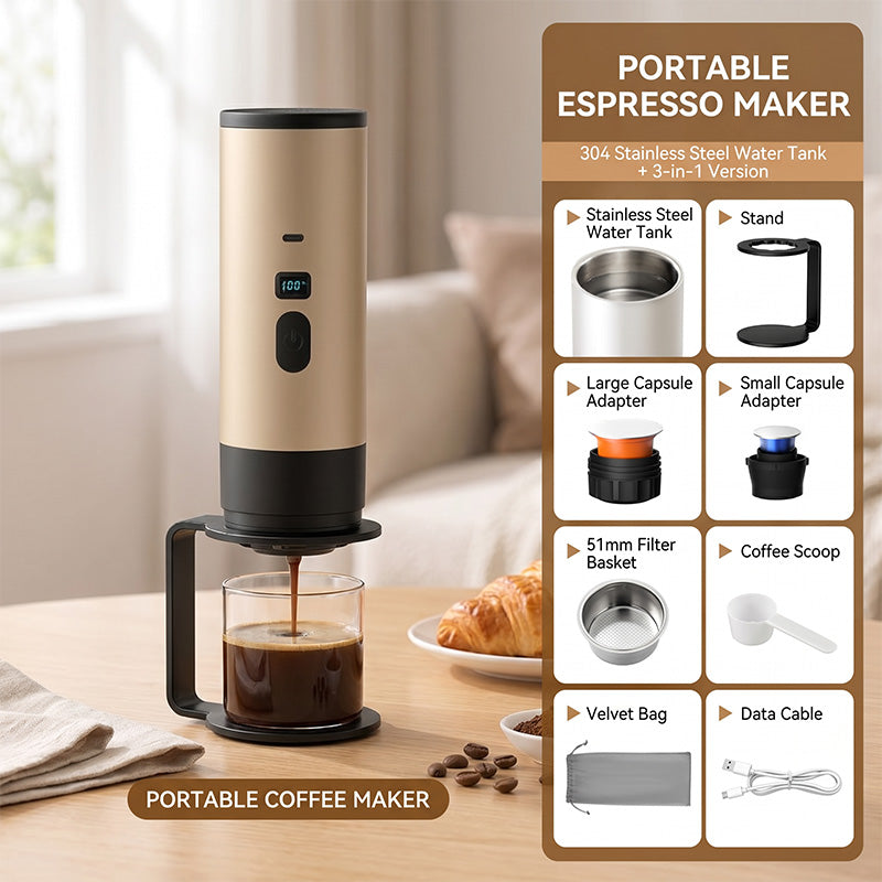 ☕ LIMITED‑TIME 50% OFF! ⚡Portable Espresso Machine for Travel – Digital Display, Type‑C Rechargeable ✨