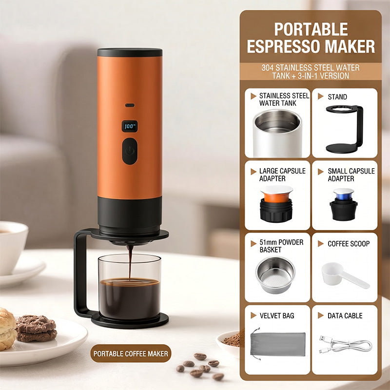 ☕ LIMITED‑TIME 50% OFF! ⚡Portable Espresso Machine for Travel – Digital Display, Type‑C Rechargeable ✨