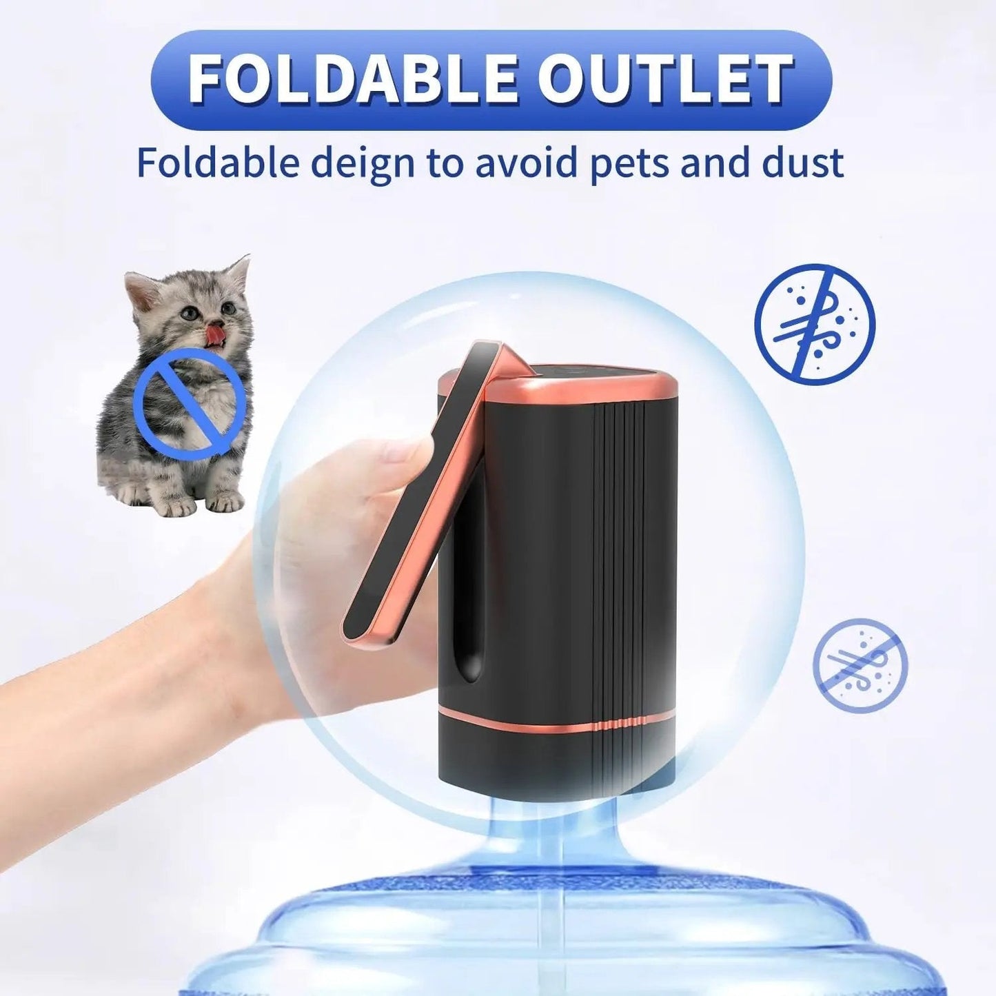 🚰 Foldable Electric Water Pump Dispenser – Portable USB Water Transfer Pump, Universal Fit for 2-5 Gallon Jugs, Camping & Home Water Dispensing