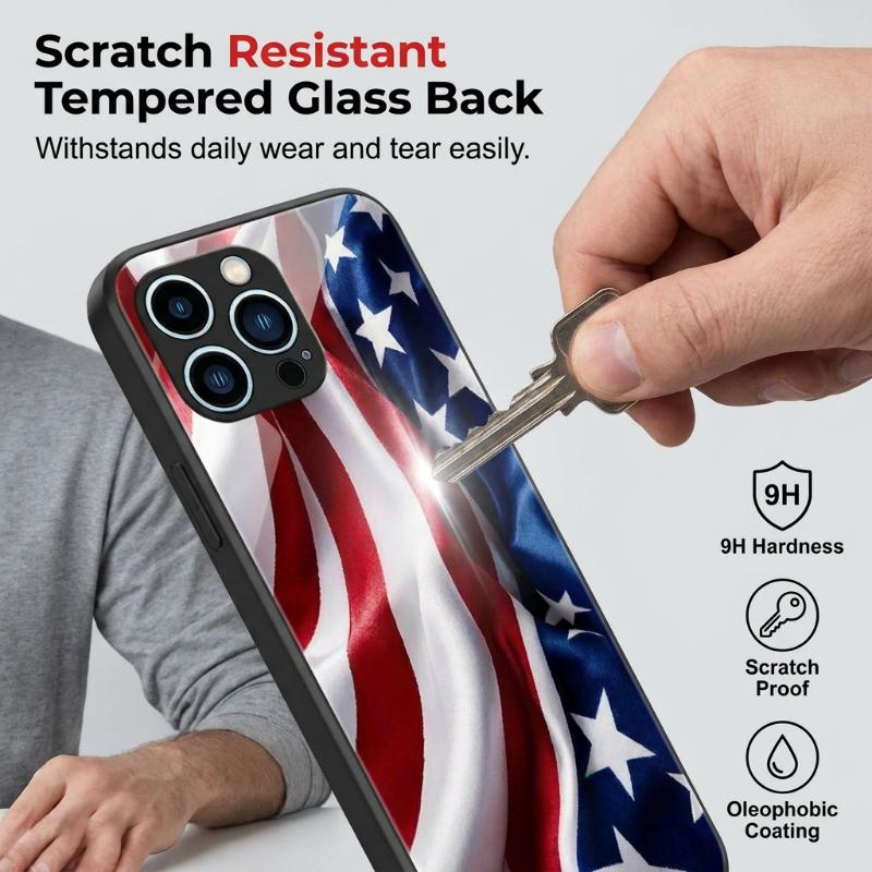 📱 LIMITED-TIME 50% OFF! 💥 Vibrant Patriotic Glass Phone Case – Tempered Glass, Shockproof TPU, Anti-Fingerprint ✨