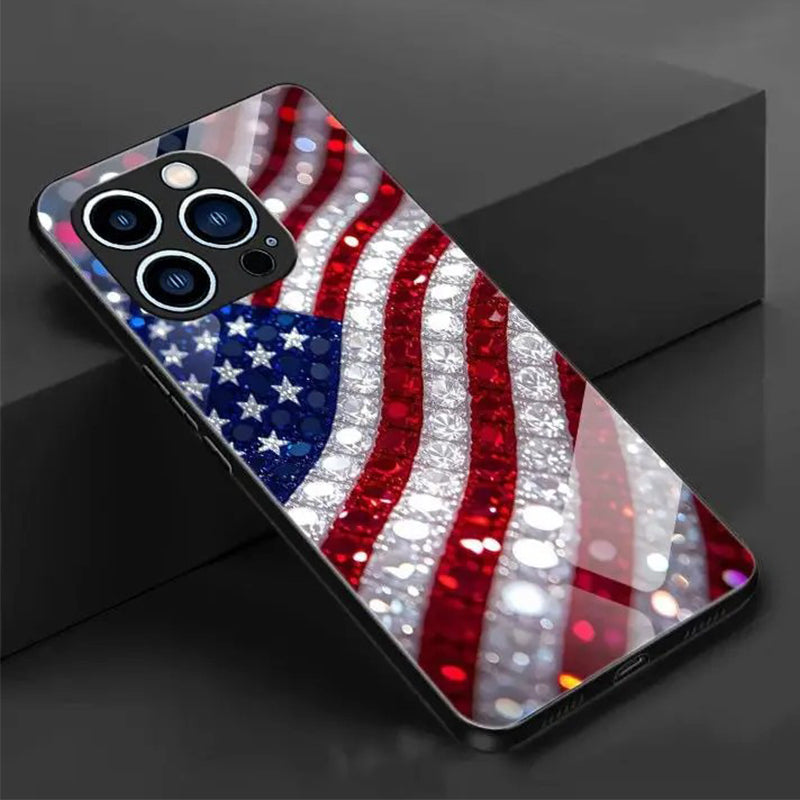 📱 LIMITED-TIME 50% OFF! 💥 Vibrant Patriotic Glass Phone Case – Tempered Glass, Shockproof TPU, Anti-Fingerprint ✨