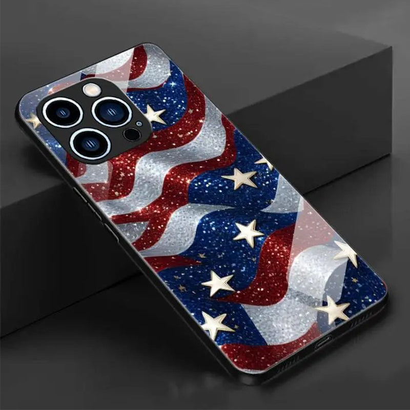 📱 LIMITED-TIME 50% OFF! 💥 Vibrant Patriotic Glass Phone Case – Tempered Glass, Shockproof TPU, Anti-Fingerprint ✨