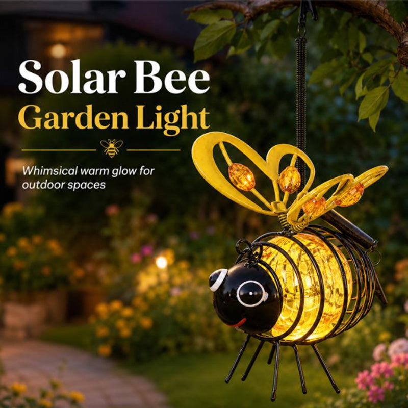 🐝 LIMITED-TIME 50% OFF! ☀️ Hanging Solar Bee Light – Heart Wings, Metal, Weather Resistant 🌸