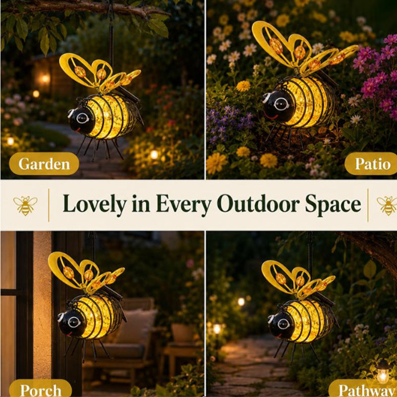 🐝 LIMITED-TIME 50% OFF! ☀️ Hanging Solar Bee Light – Heart Wings, Metal, Weather Resistant 🌸