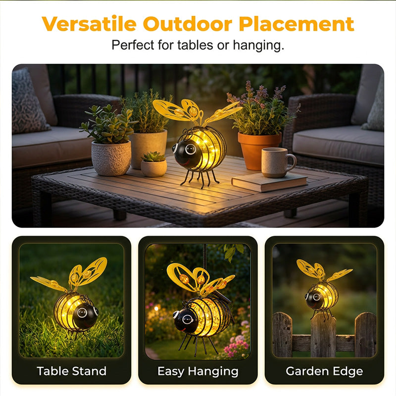 🐝 LIMITED-TIME 50% OFF! ☀️ Hanging Solar Bee Light – Heart Wings, Metal, Weather Resistant 🌸