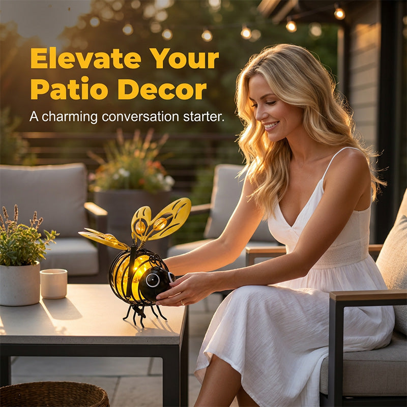 🐝 LIMITED-TIME 50% OFF! ☀️ Hanging Solar Bee Light – Heart Wings, Metal, Weather Resistant 🌸
