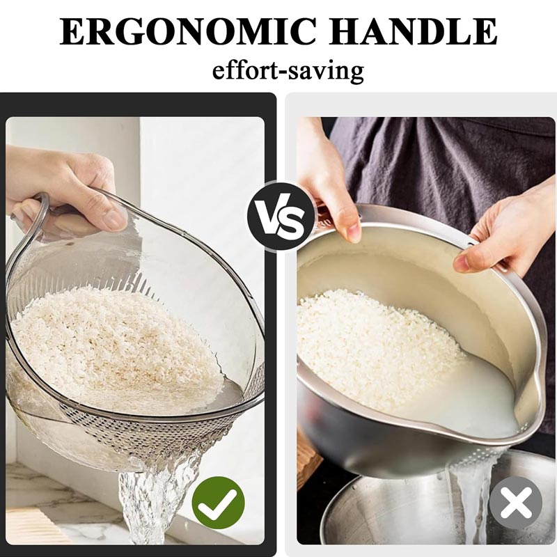 Multipurpose Rice Washing Bowl Strainer with Handle