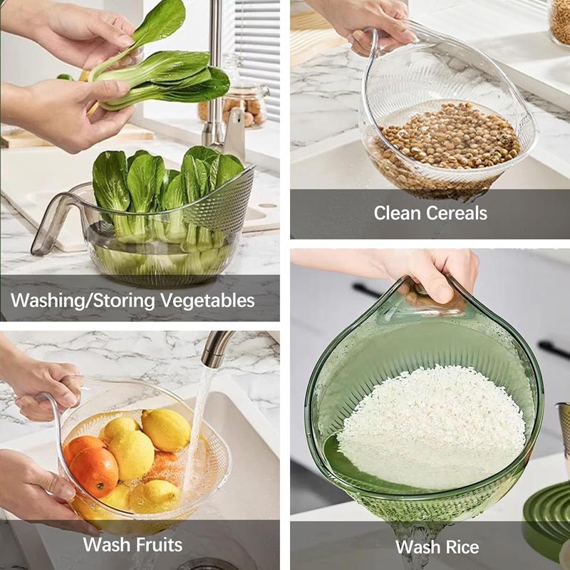 Multipurpose Rice Washing Bowl Strainer with Handle
