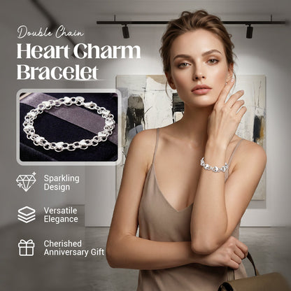 ⏳Time-Limited Special⏰Double Chain Heart Charm Bracelet