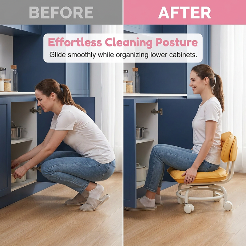 🪑50% OFF NOW! ⏰ Rolling Low Stool with Backrest – Padded seat & silent casters – Perfect for workshops, garages or studios – comfortable and mobile 🛠️✨