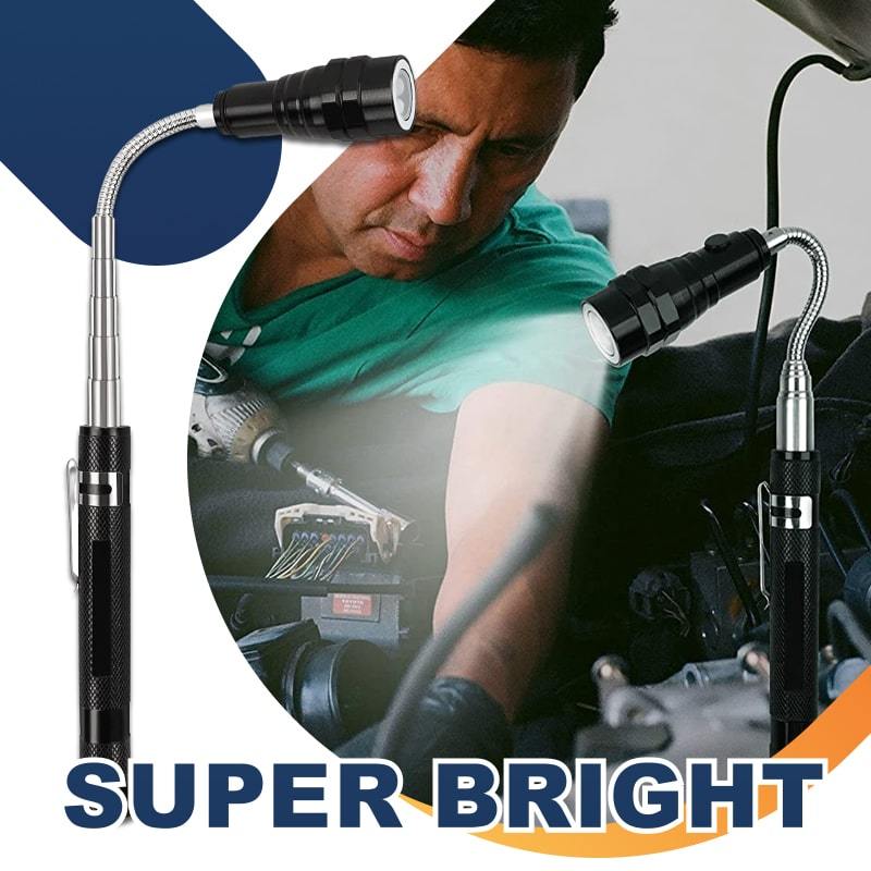 📢📢50% OFF !! ⏰🔦Multifunctional Magnetic Telescopic Flashlight – Extendable, 360° Gooseneck, Super Bright 🛠️