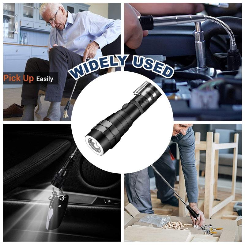 📢📢50% OFF !! ⏰🔦Multifunctional Magnetic Telescopic Flashlight – Extendable, 360° Gooseneck, Super Bright 🛠️