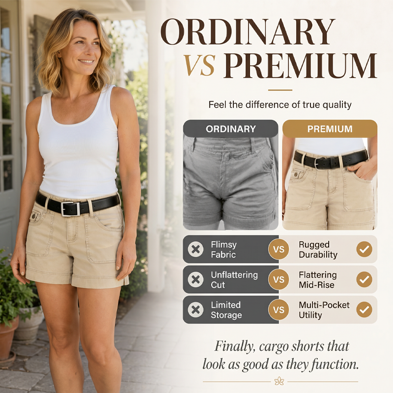 Women's Casual Stretch Shorts with Utility Pockets