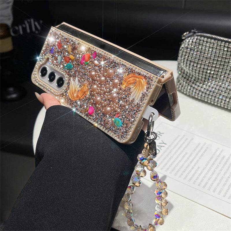 🎉 2026 Sale — Over 18,000 Sold! 📱 Glitter Phone Case with Wrist Strap – Sparkling Goldfish Design ✨