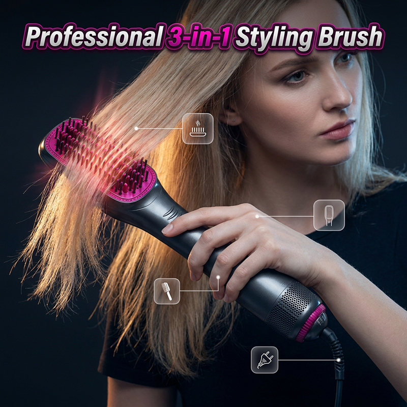 ⏳Time-Limited Special⏰Professional 3-in-1 Hot Air Brush – Dry, Detangle & Volumize in One Step ✨